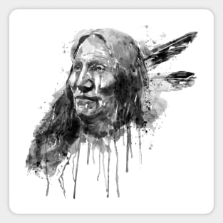 Native American Portrait Black and White Magnet